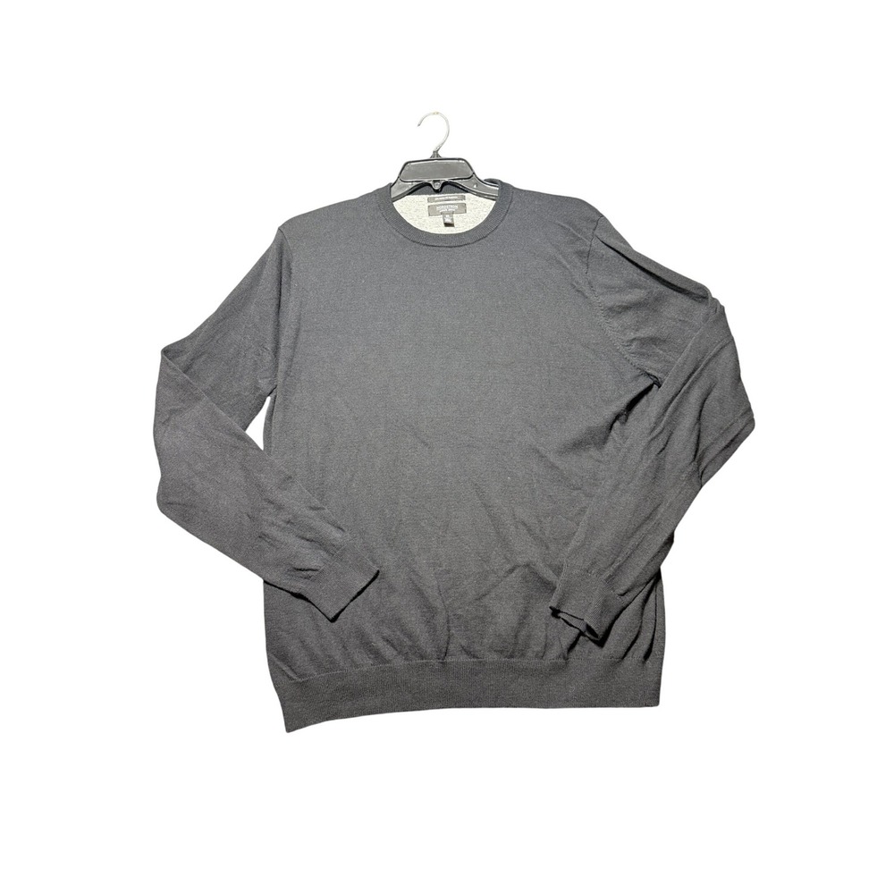 Nordstrom Men's Shop Sweater Mens XL Black Excellent Cotton Cashmere Crew Neck